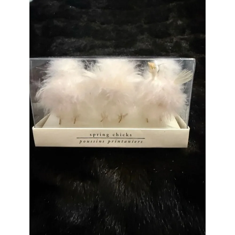 Pier 1 Imports Set of 3 Fuzzy DuckS chicks Easter Decor NEW